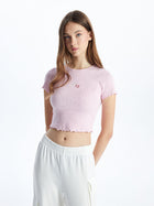Pink Embroidery Crop Top