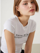 White Crop Top - Never Mind Printed