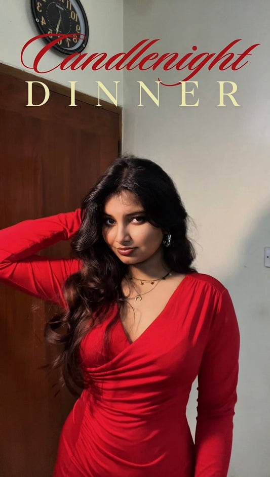 Red V-Neck Jersey Midaxi Dress | Long Sleeve Women’s Dress