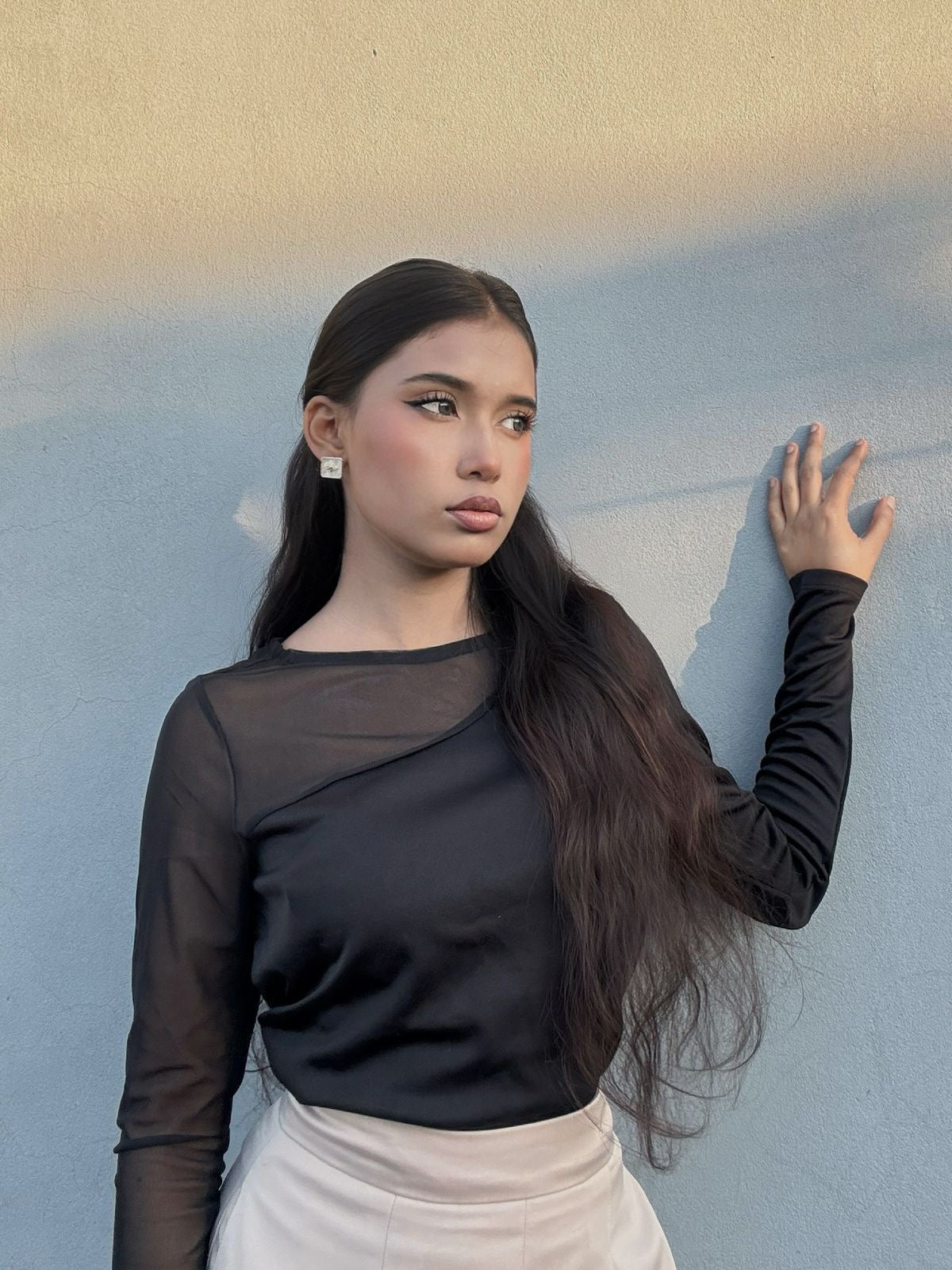 Dimond Crew Neck Tops | Full Sleeve | Black