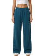 LuxeComfy High Waist Wide-Leg Joggers with Elasticated Waist & Drawstring Waistband | Cyan Blue