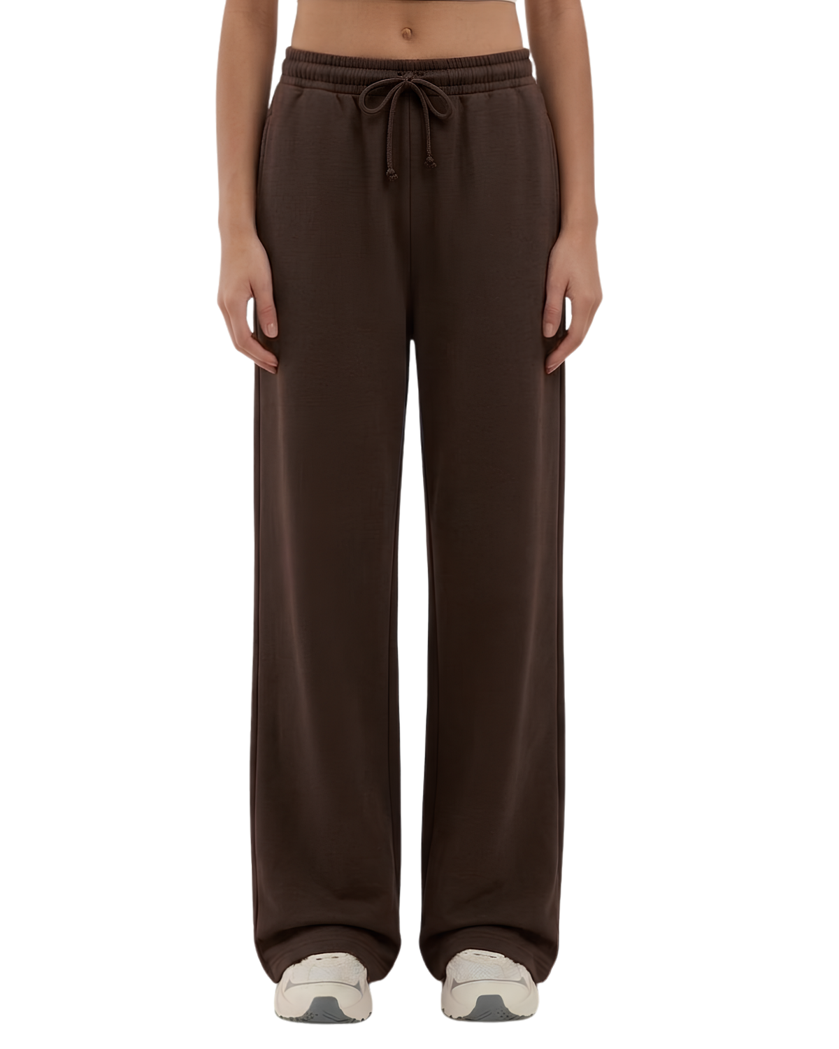 High Waist Wide-Leg Joggers | Coffee Brown | Premium Heavyweight Cotton Baggy Joggers with Adjustable Waistband