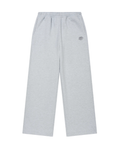 Women’s Grey Smiley Embroidery Baggy Wide Leg Sweatpants – Heavyweight Terry Cotton Premium Joggers