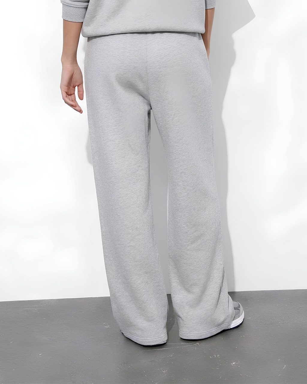Cloud Fleece High Waist Wide-Leg Sweatpants | Grey Marl | Premium Heavyweight Cotton Baggy Sweatpants with Adjustable Waistband