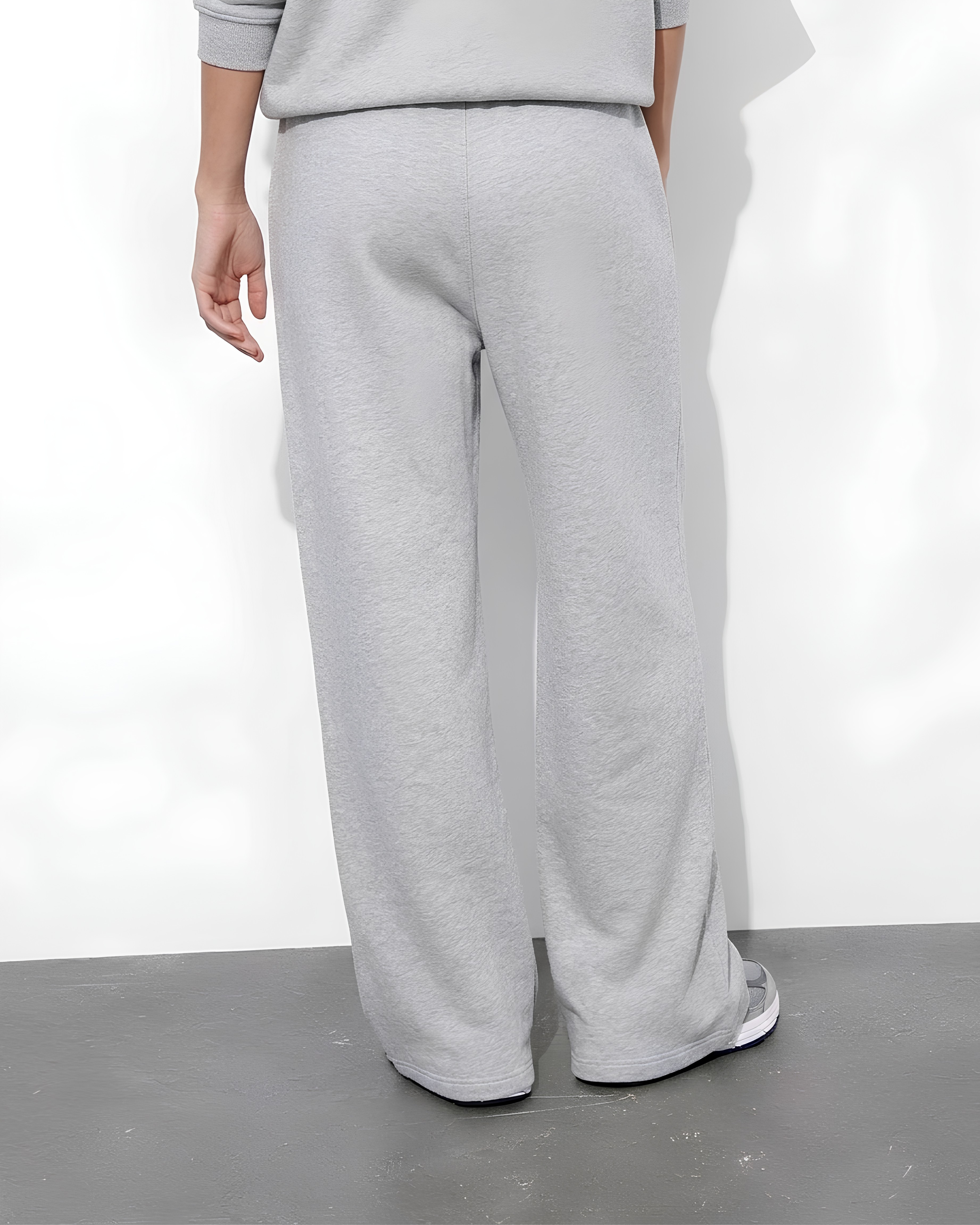 Cloud Fleece High Waist Wide-Leg Sweatpants | Grey Marl | Premium Heavyweight Cotton Baggy Sweatpants with Adjustable Waistband