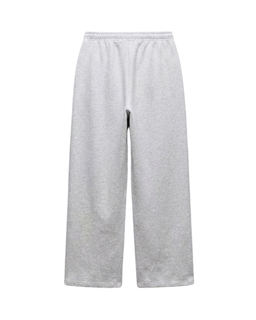 High Waist Wide-Leg Joggers | Grey Marl | Premium Heavyweight Cotton Baggy Joggers with Adjustable Waistband
