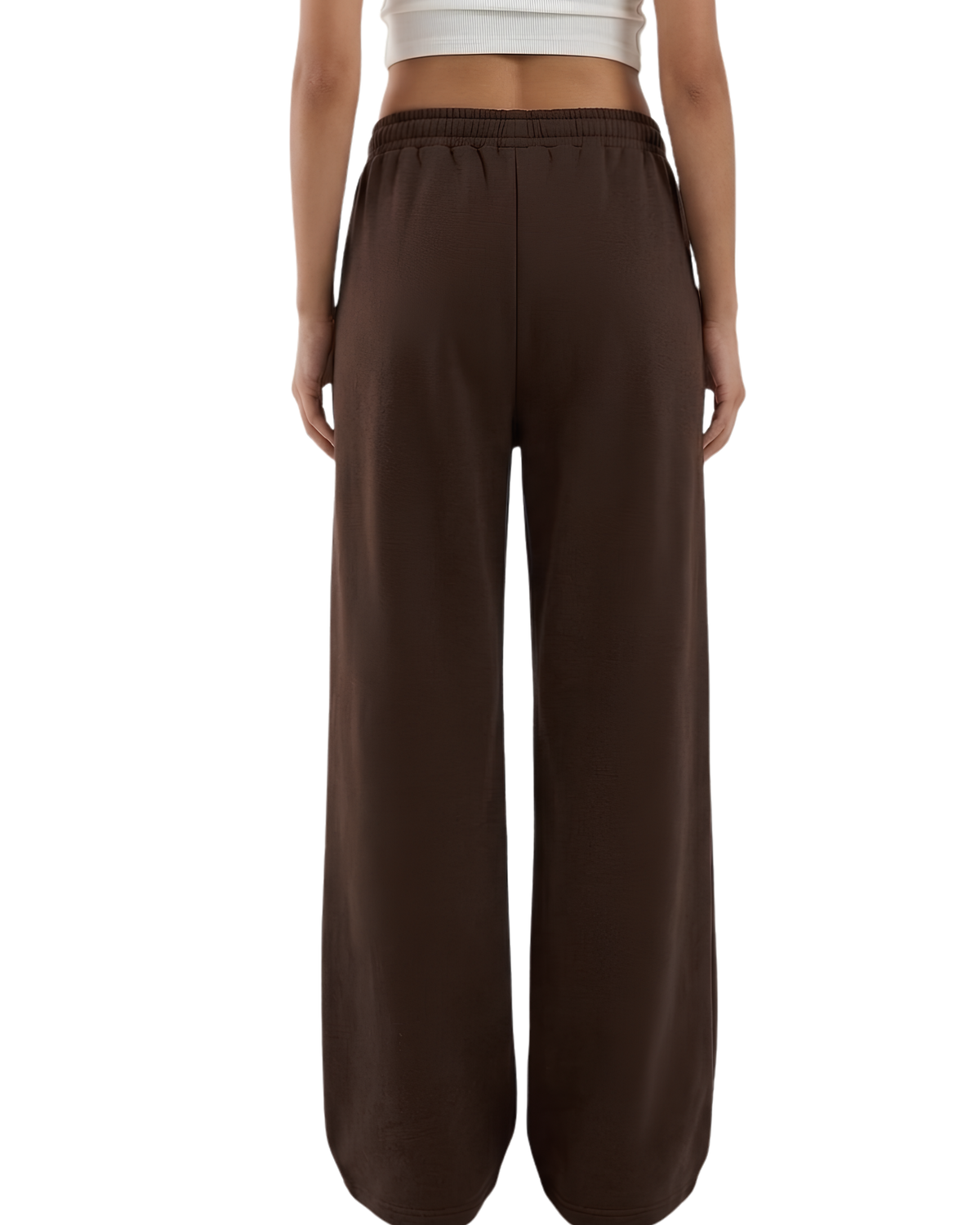 High Waist Wide-Leg Joggers | Coffee Brown | Premium Heavyweight Cotton Baggy Joggers with Adjustable Waistband