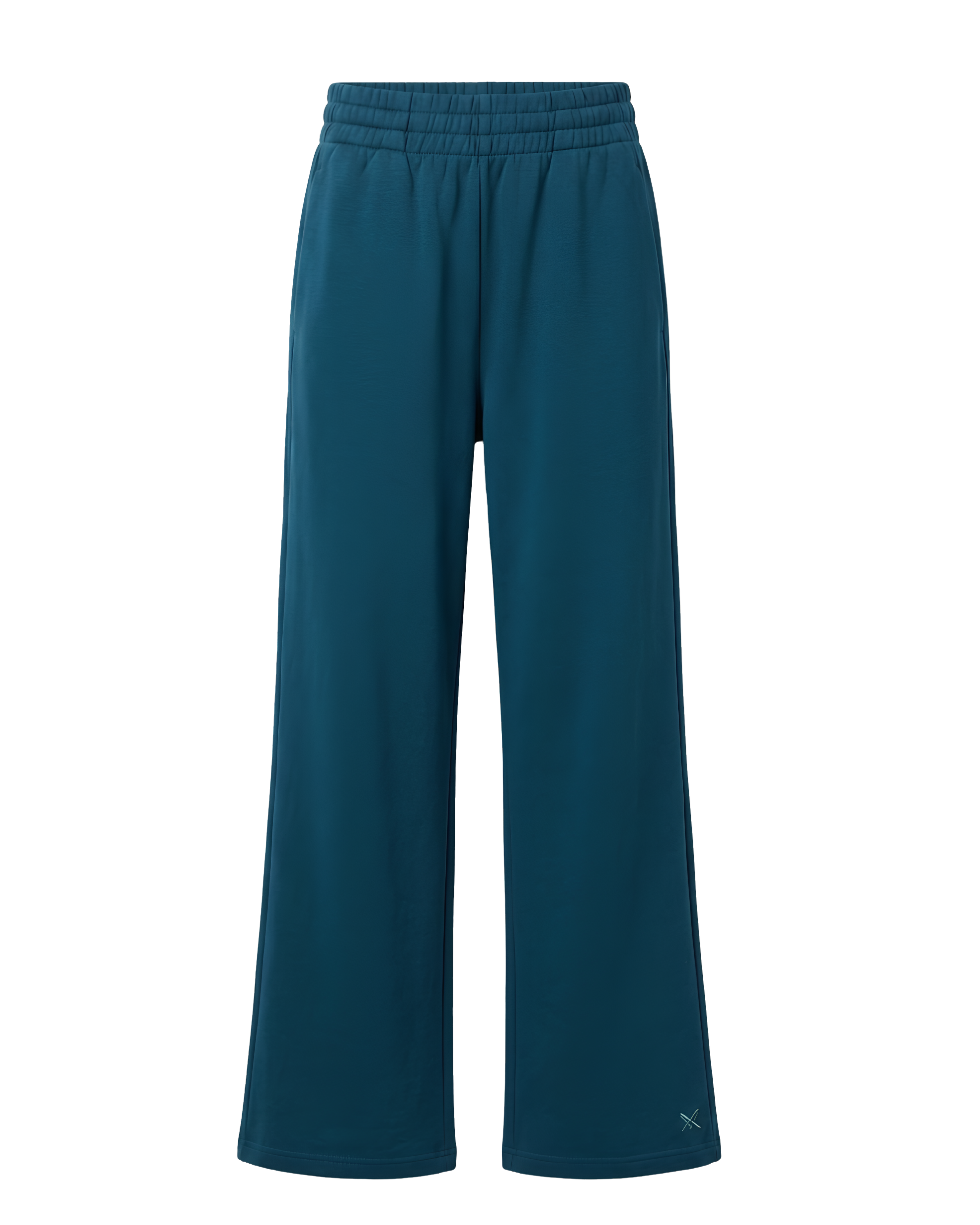 LuxeComfy High Waist Wide-Leg Joggers with Elasticated Waist & Drawstring Waistband | Cyan Blue