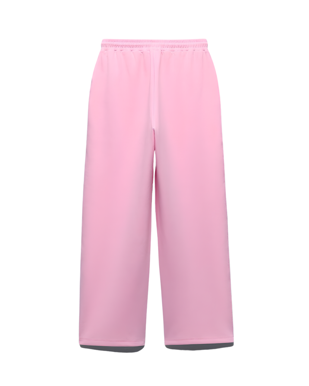 Pink wide-leg cropped pants with an elastic waistband, shown flat against a white background.
