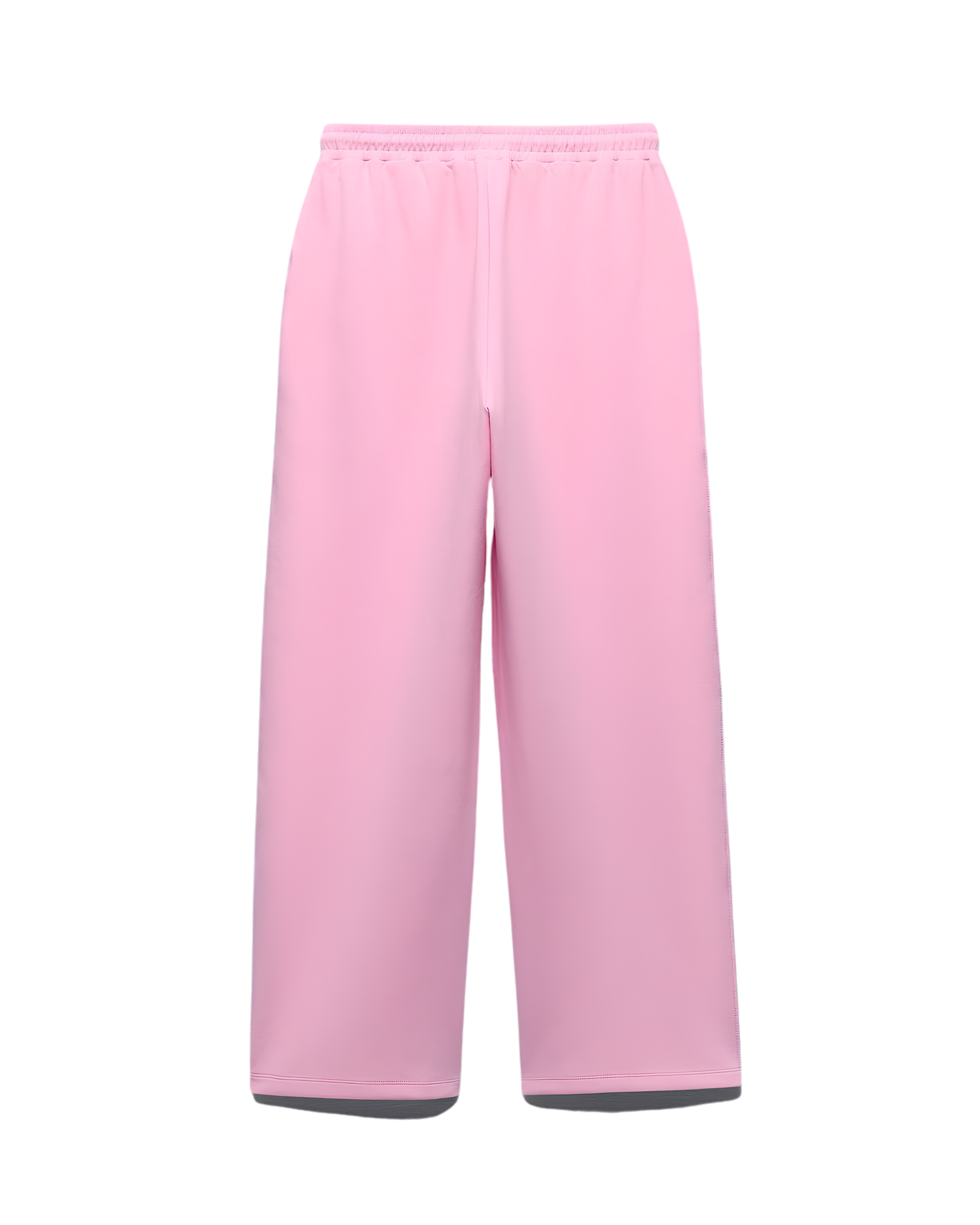 Pink wide-leg cropped pants with an elastic waistband, shown flat against a white background.