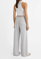 High Waist Wide-Leg Joggers | Grey Marl | Premium Heavyweight Cotton Baggy Joggers with Adjustable Waistband
