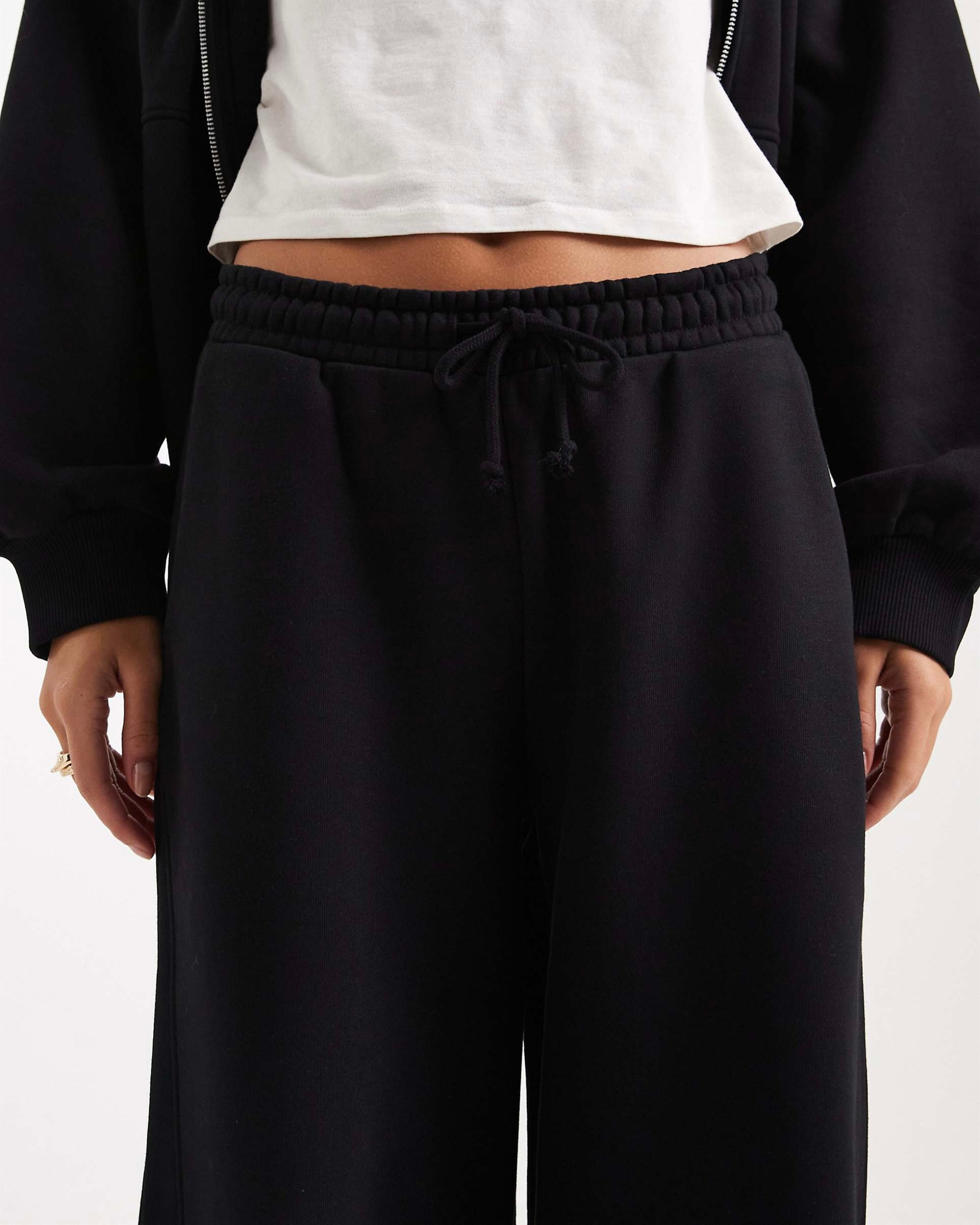Cloud Fleece High Waist Wide-Leg Sweatpants | Charcoal Black | Premium Heavyweight Cotton Baggy Sweatpants with Adjustable Waistband