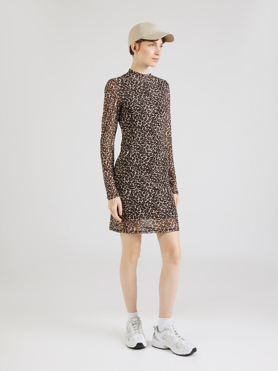 ONLY Leopard Print Funnel Neck Dress | Long Sleeve Women’s Dress