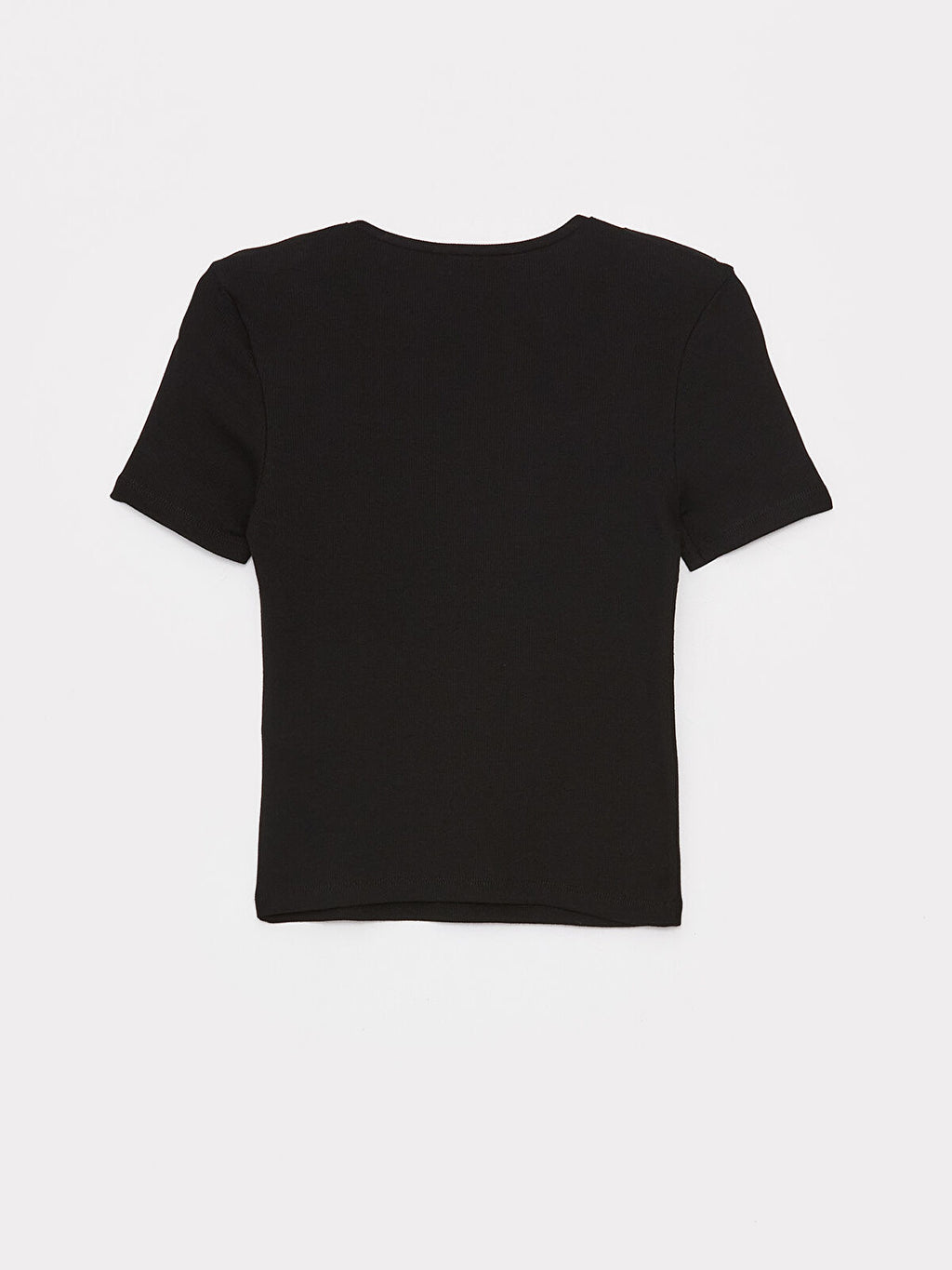 Crew Neck Plain Short Sleeve Tops | Black