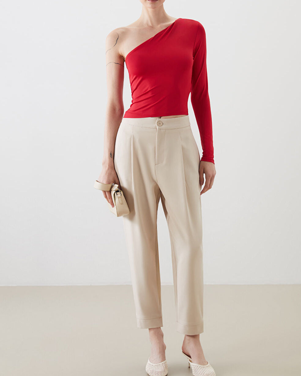 Slash Neck Crop Top | Chilli Red