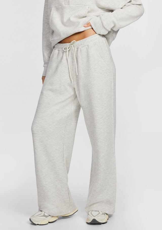 Ladies High Rise Wide Leg Joggers Cream | Cotton Recycled Polyester Casual Joggers for Women