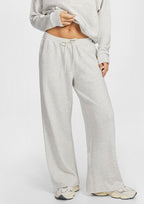 Ladies High Rise Wide Leg Joggers Cream | Cotton Recycled Polyester Casual Joggers for Women