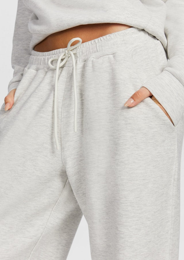 Ladies High Rise Wide Leg Joggers Cream | Cotton Recycled Polyester Casual Joggers for Women