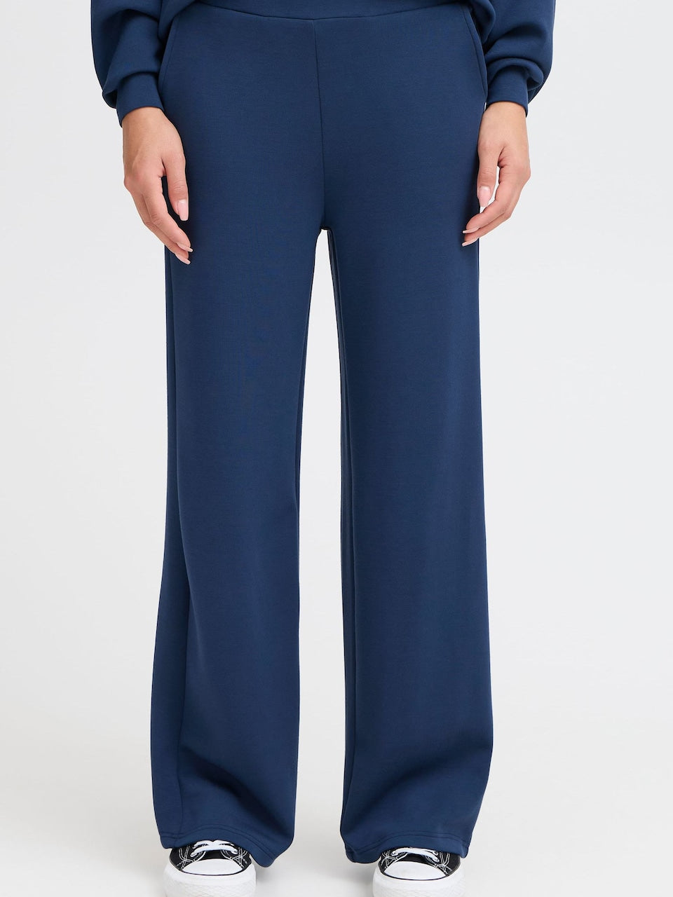 FRAURORA Blue Casual Straight Fit Pants for Women | Mid Raise Jeggings