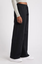 Ladies High Rise Wide Leg Joggers Black | Sustainable Cotton Joggers