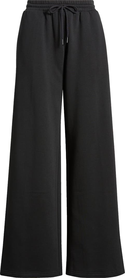 Ladies High Rise Wide Leg Joggers Black | Sustainable Cotton Joggers