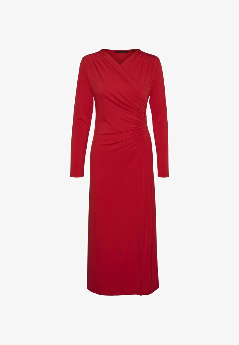 Vero Moda Red V-Neck Midaxi Dress | Long Sleeve Women’s Dress