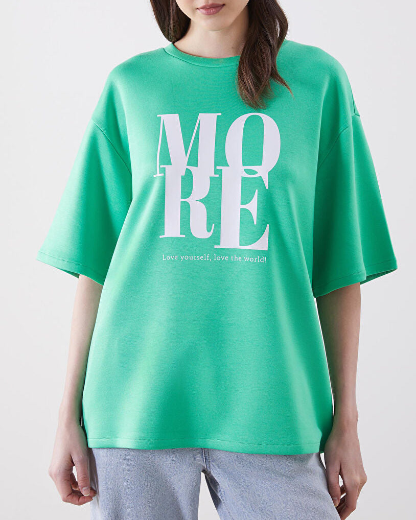MORE  Ladies Oversized Sweat Tee | GREEN