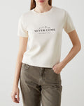 NEVER COME Crew Neck Printed Women's T-shirt | BEIGE