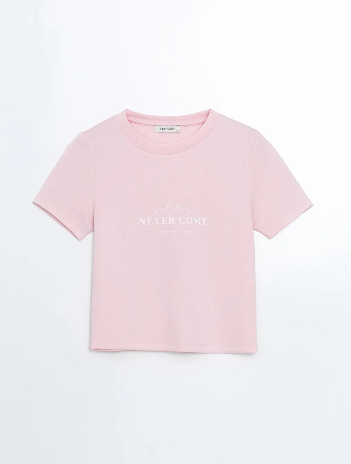 NEVER COME Crew Neck Printed Women's T-shirt | BABY PINK