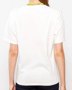 Women’s White Oversized Printed Crew Neck Tee | Premium Cotton T-Shirt