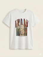 Women’s White Oversized Printed Crew Neck Tee | Premium Cotton T-Shirt