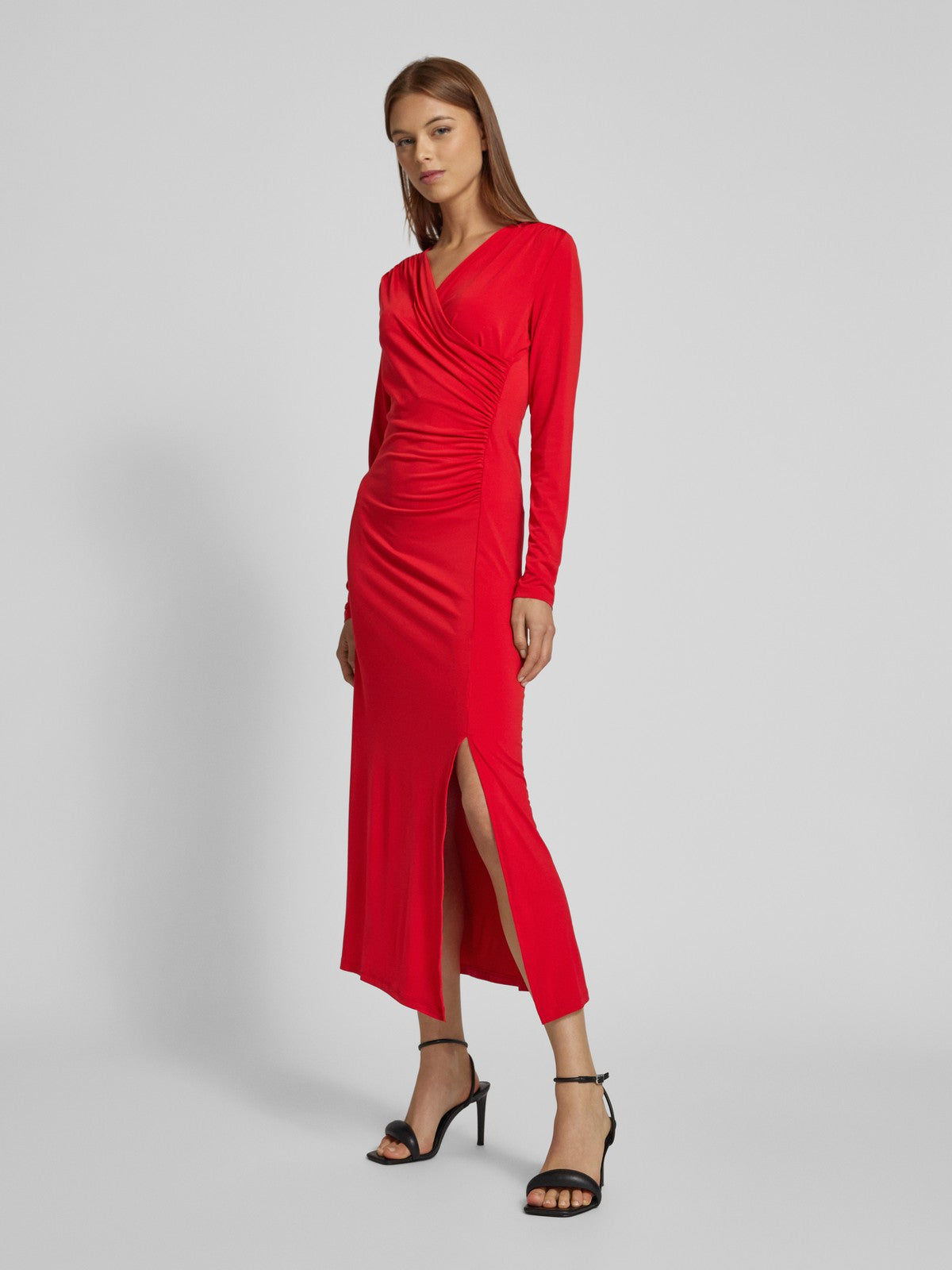 Vero Moda Red V-Neck Midaxi Dress | Long Sleeve Women’s Dress