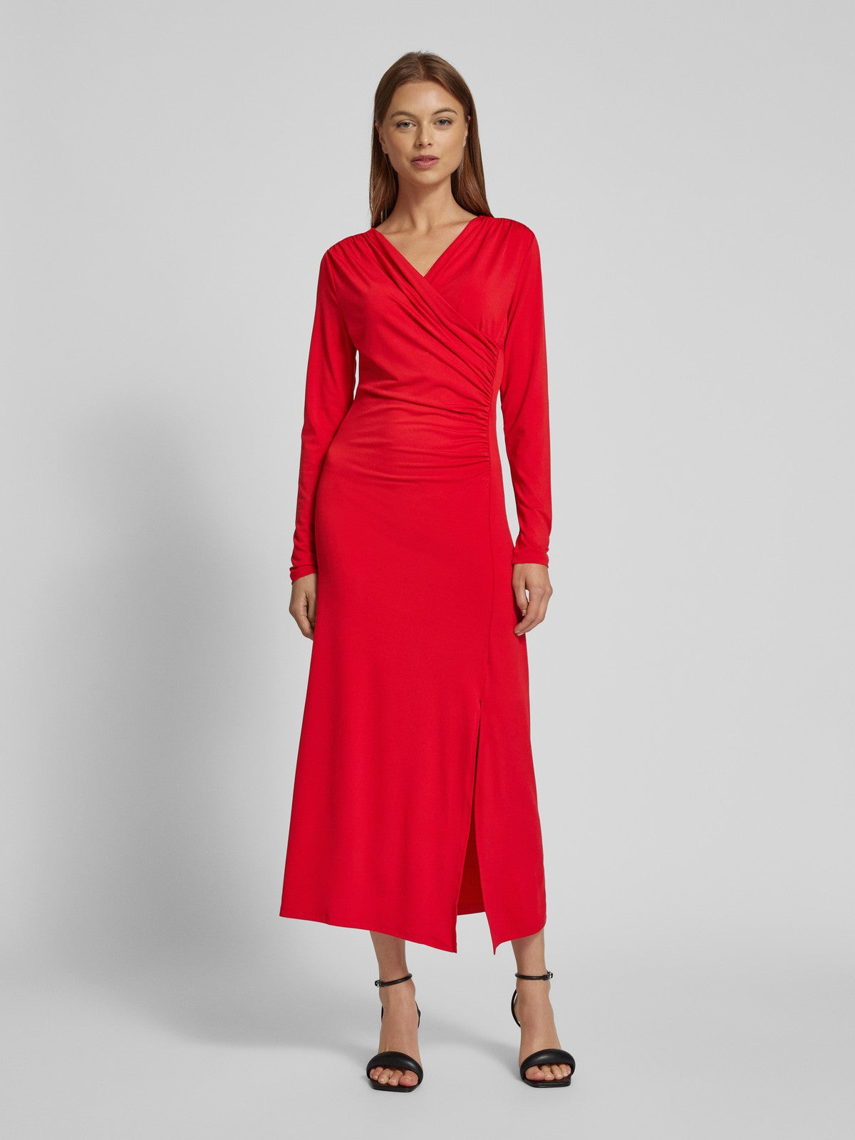 Vero Moda Red V-Neck Midaxi Dress | Long Sleeve Women’s Dress