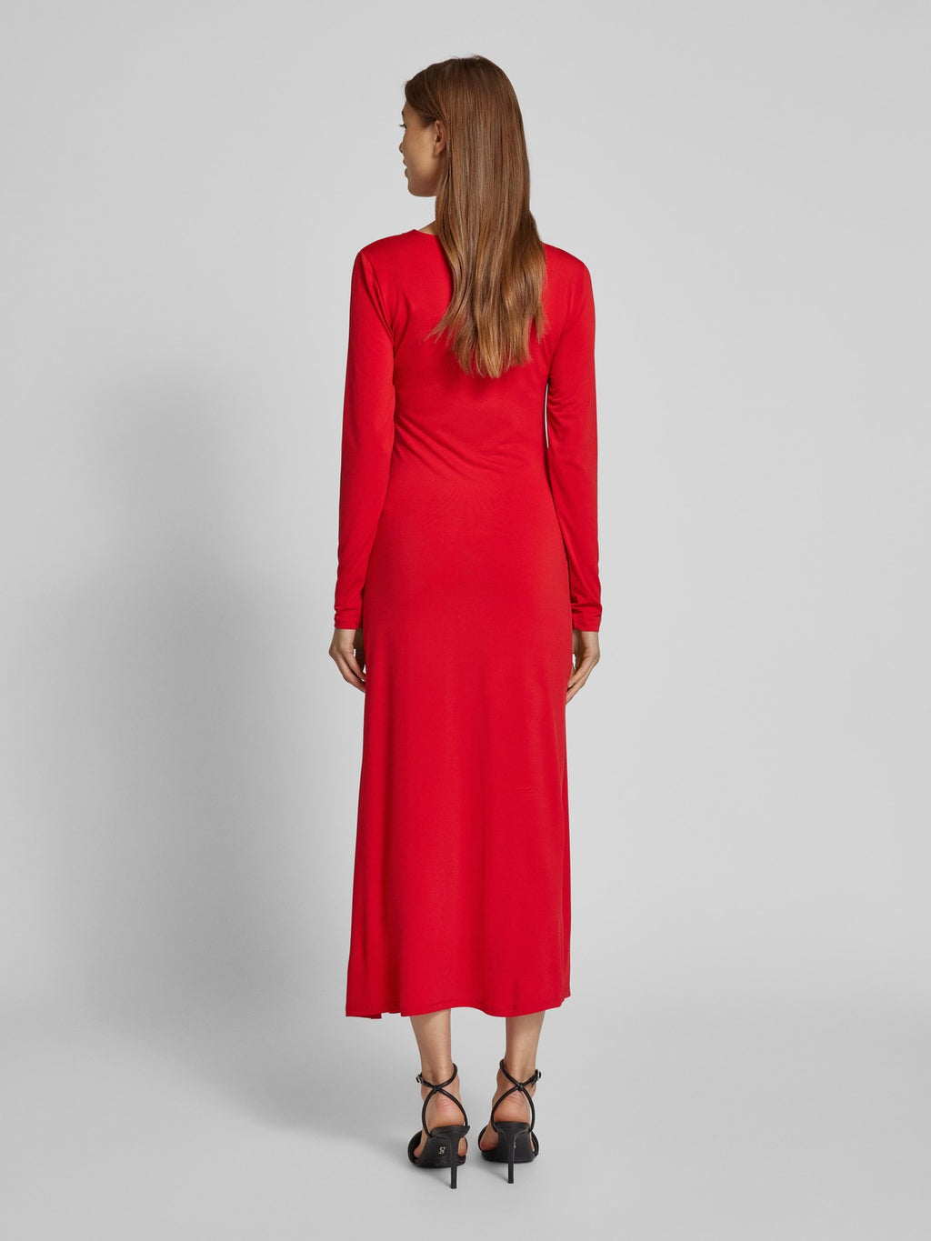 Vero Moda Red V-Neck Midaxi Dress | Long Sleeve Women’s Dress