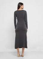 Vero Moda Charcoal Grey V-Neck Midaxi Dress | Long Sleeve Women’s Dress