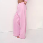 Women’s High-Waist Wide Leg Joggers with Elastic Waist & Adjustable Drawstring | Pink