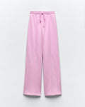 Women’s High-Waist Wide Leg Joggers with Elastic Waist & Adjustable Drawstring | Pink