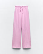 Women’s High-Waist Wide Leg Joggers with Elastic Waist & Adjustable Drawstring | Pink