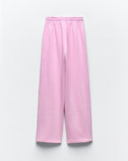 Women’s High-Waist Wide Leg Joggers with Elastic Waist & Adjustable Drawstring | Pink