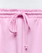 Women’s High-Waist Wide Leg Joggers with Elastic Waist & Adjustable Drawstring | Pink