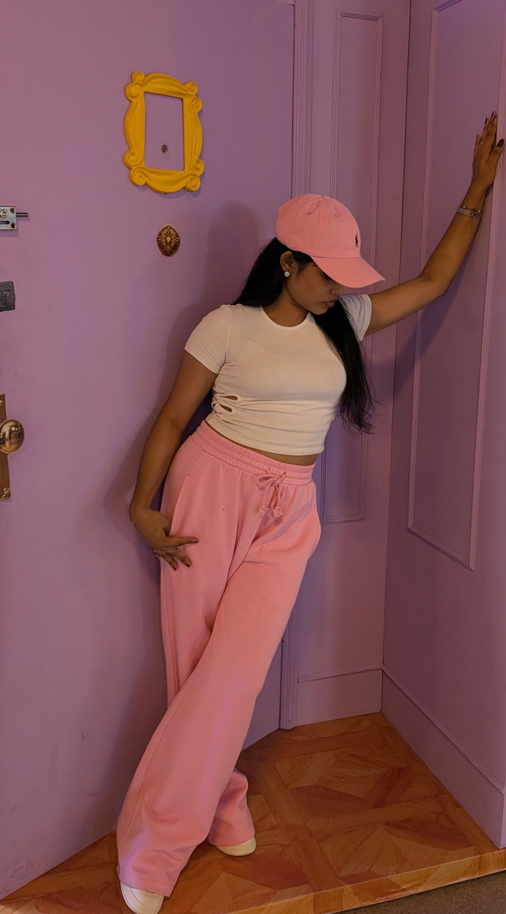 High Waist Wide-Leg Joggers |Hot Pink | Premium Heavyweight Cotton Baggy Joggers with Adjustable Waistband