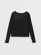 Dimond Crew Neck Tops | Full Sleeve | Black