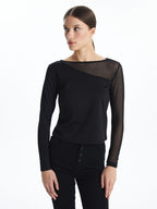 Dimond Crew Neck Tops | Full Sleeve | Black
