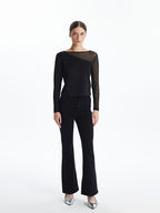 Dimond Crew Neck Tops | Full Sleeve | Black