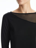 Dimond Crew Neck Tops | Full Sleeve | Black