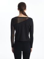 Dimond Crew Neck Tops | Full Sleeve | Black