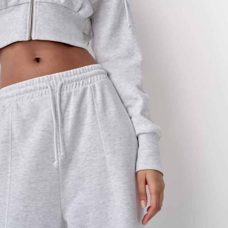 Women’s High-Waist Wide Leg Joggers with Elastic Waist & Adjustable Drawstring | Ash