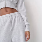 Women’s High-Waist Wide Leg Joggers with Elastic Waist & Adjustable Drawstring | Ash