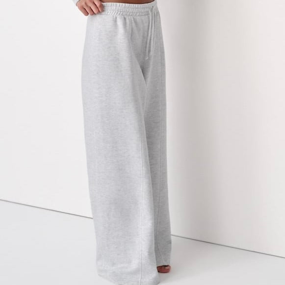 Women’s High-Waist Wide Leg Joggers with Elastic Waist & Adjustable Drawstring | Ash