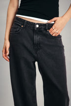 High Rise Extra Wide Leg Black Baggy Fit Jeans for Women